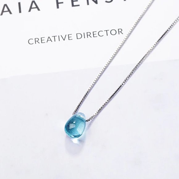 NEW 925 Sterling Silver Crystal Waterdrop Necklace - Picture 6 of 8